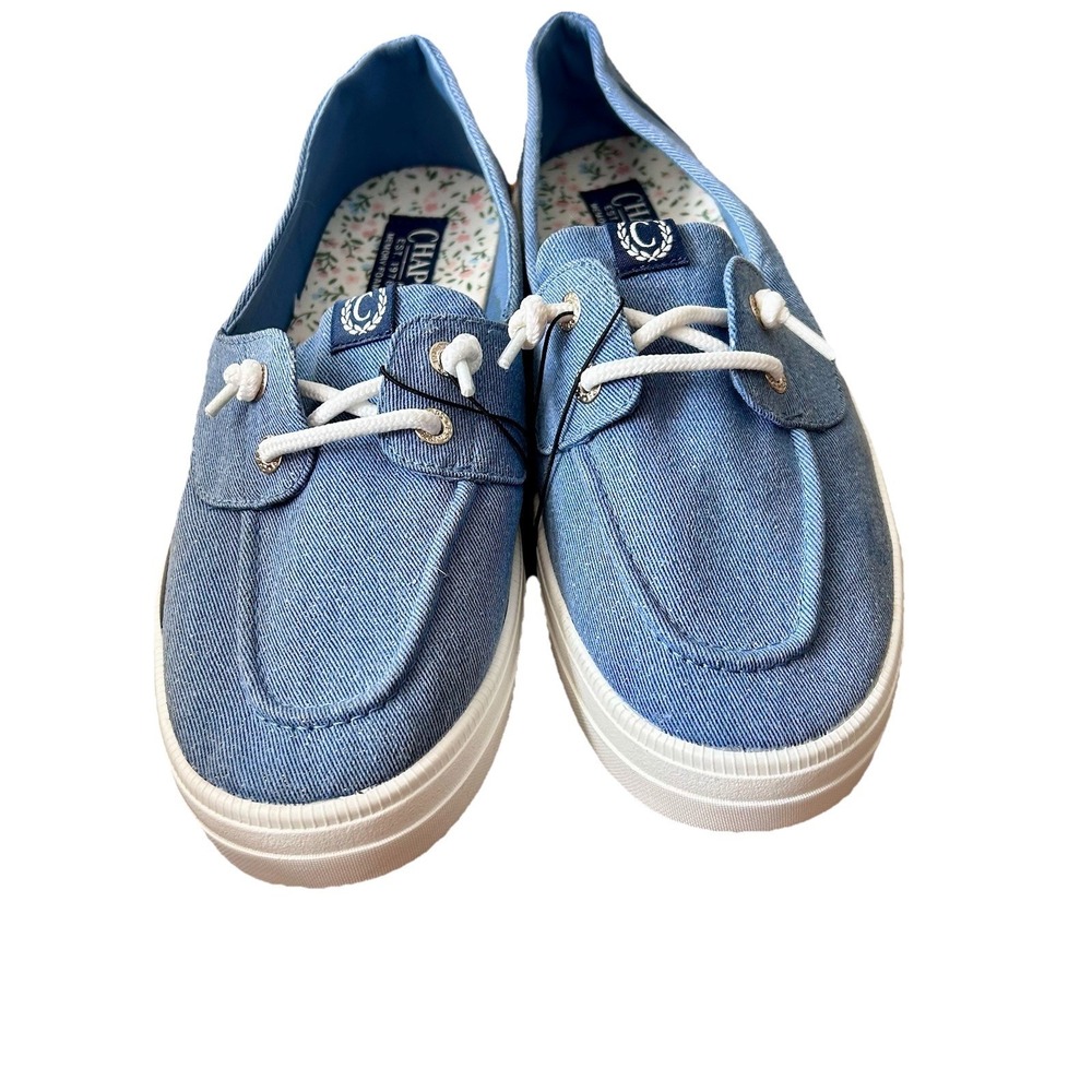 Chaps Polo Women's Fairwinds Denim Canvas Slip-On Boat Shoes Sz 9.5 M NWOB